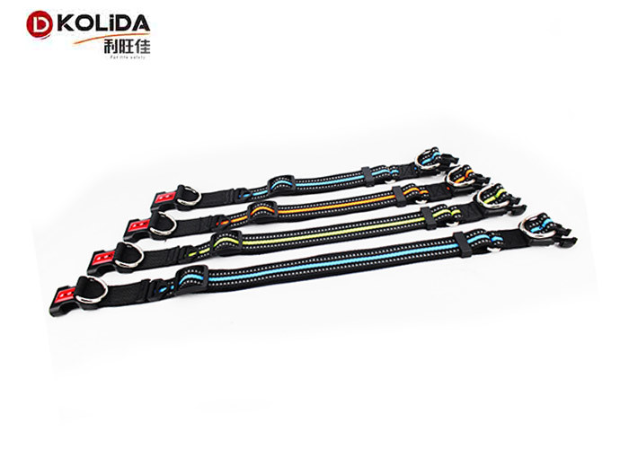 PU Leather Adjustable Dog Collar Nylon Material 150g With Black Color
