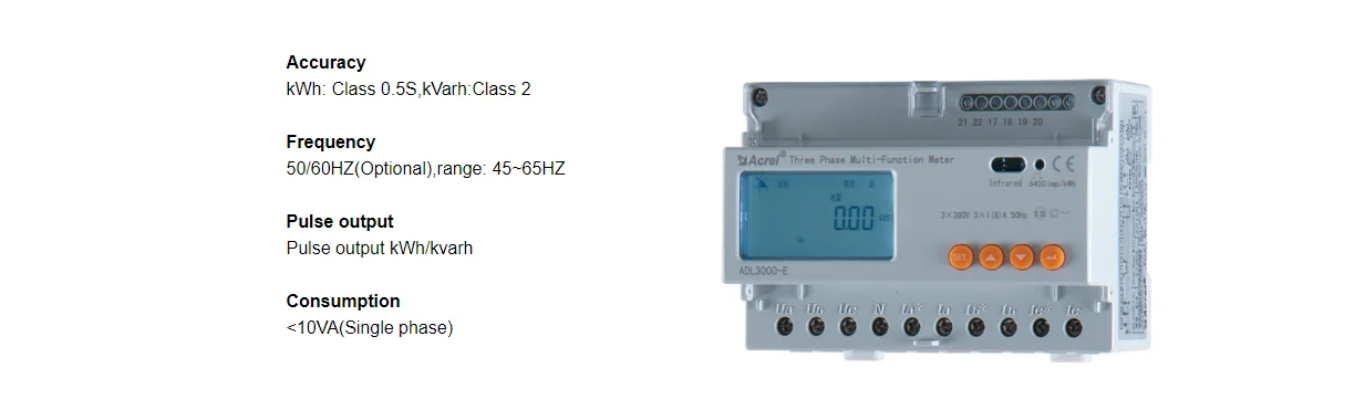Acrel DTSD1352-CT Three Phase DIN Rail Mounting Energy Meter LCD Display 3 CT Current Under 5A