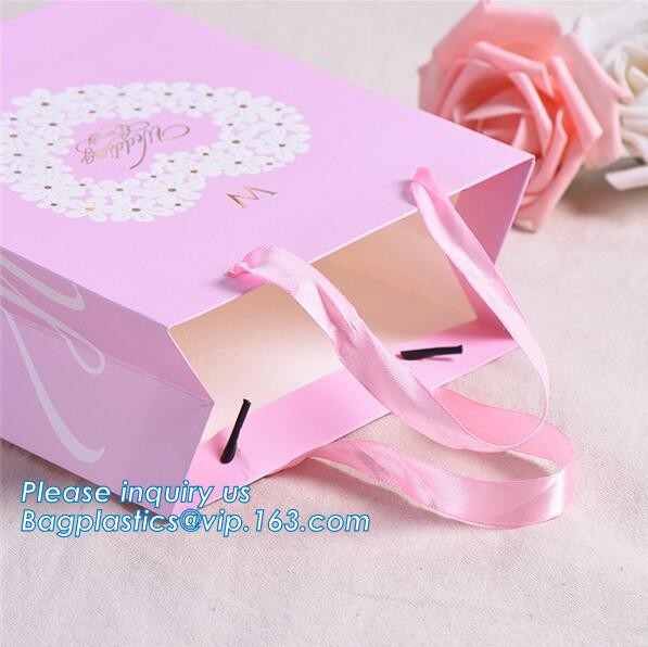 Luxury paper bags with handles Different Sizes,250gsm art paper shopping carrier bag custom printing with handle rope