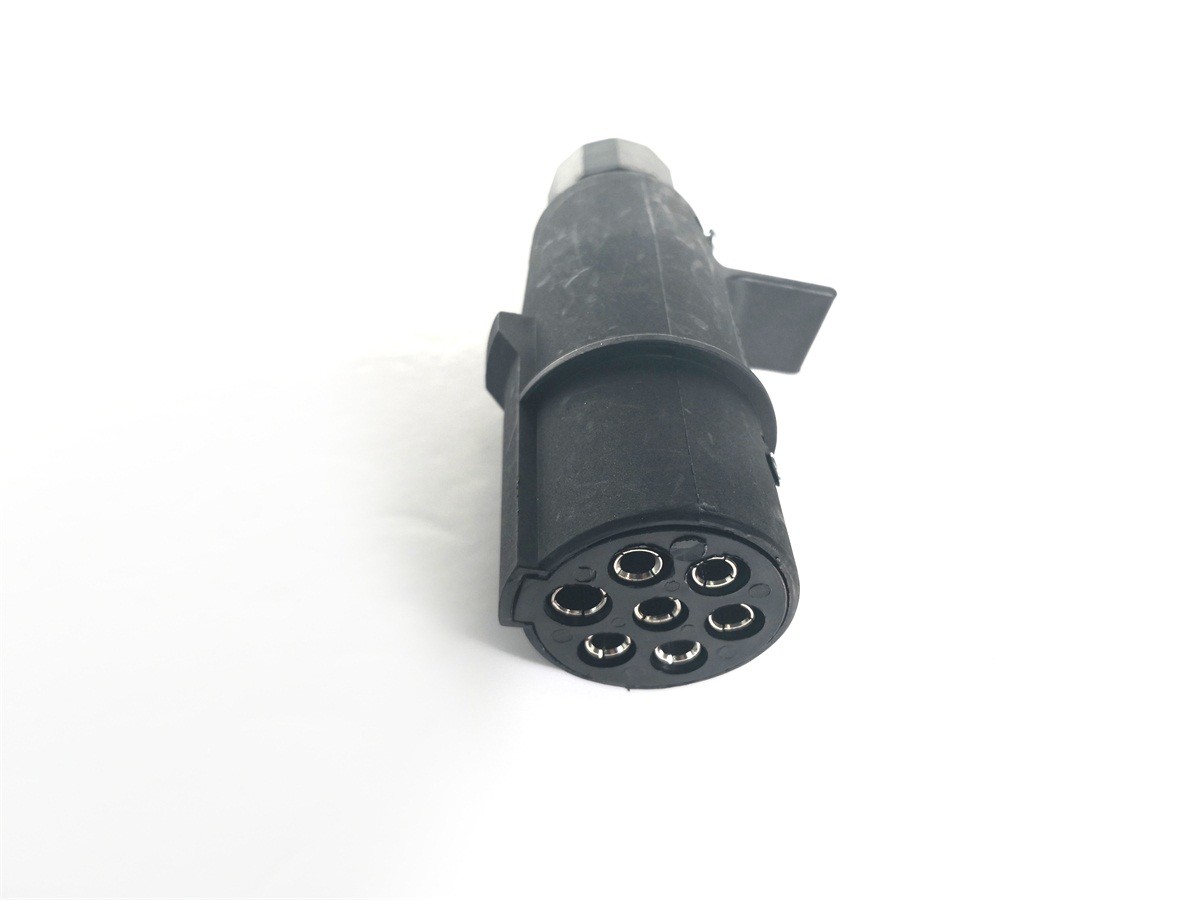 Black 7 Pin European Trailer Connector Plug With Nut Trailer Connector