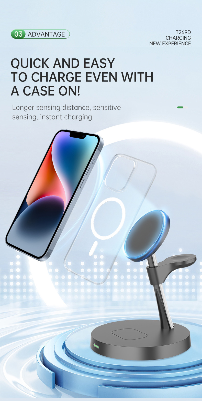 Wireless Charging Station With Night Light Over Current Protection CE/FCC/RoHS Certified