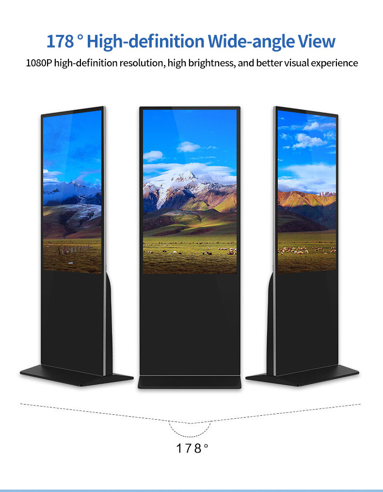 AC 100-240V Power Supply Floor Standing Digital Signage With 178 Degree Wide Viewing Angle