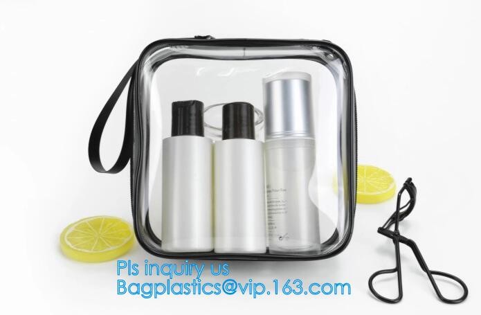 Bulk ladies travel pvc clear promotion make up bag, Toilet Towel Packaging Custom Clear Plastic PVC Travel Cosmetic Bag