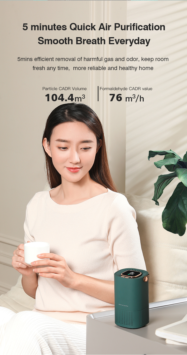Homefish H13 Filter Desktop Car Air Purifier Negative Ion 8 Million Pcs/Cm3