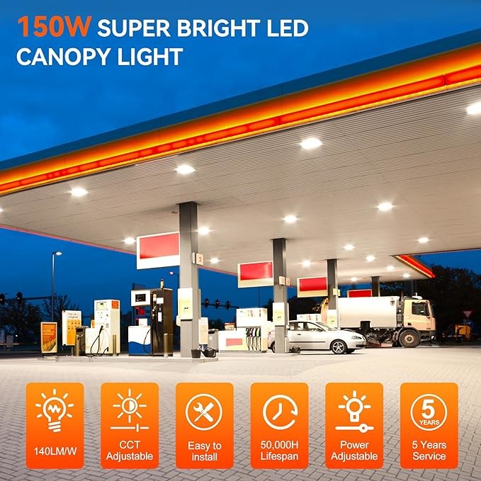 20W-100W LED Garage Canopy Lights / Aluminum LED Gas Station Light