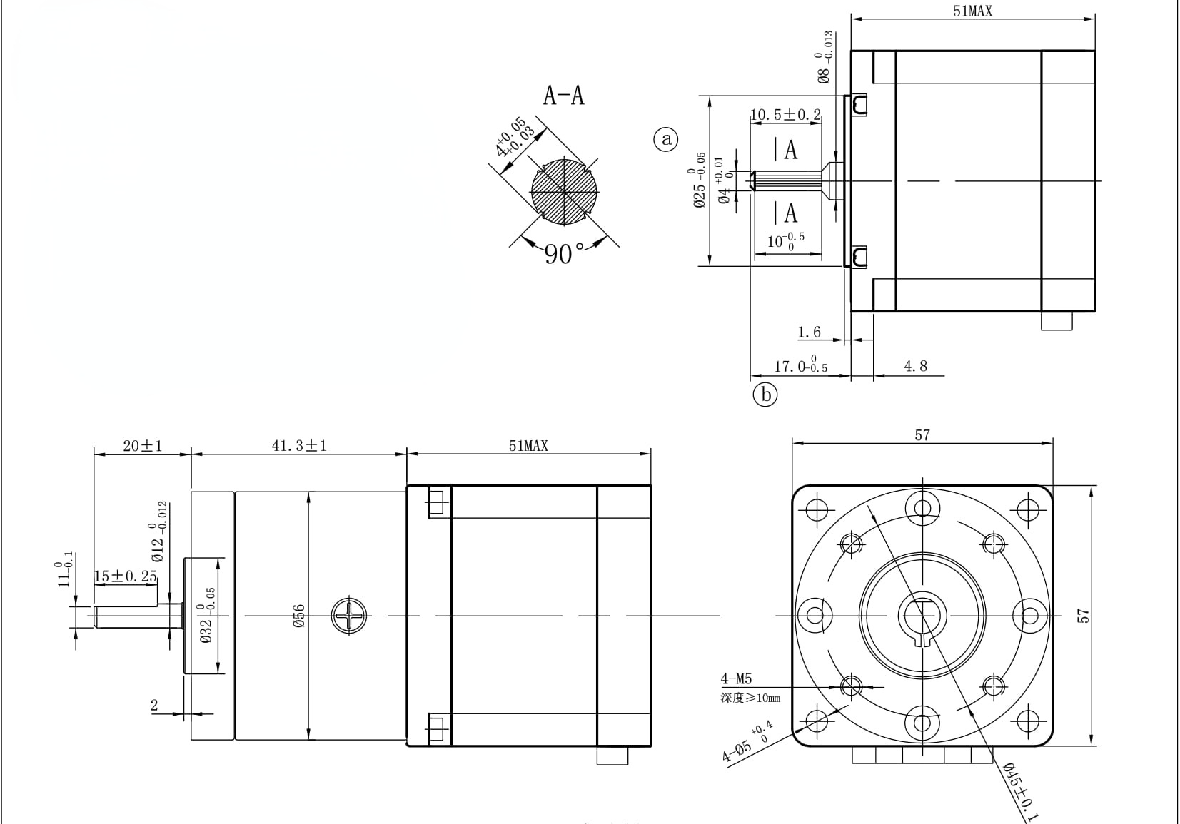 57BYGH236-01AG6 0.55A Nema 23 High Torque Gearbox Motor Dc Geared Stepper Motor