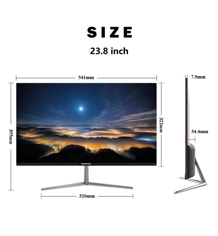 21.5 Inch Memory 4g 8g 16g Desktop AIO Computer Frameless With Office Barebone