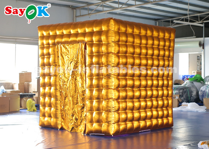 Event Booth Displays 2.5M Golden Inflatable LED Air Photo Booth With Colored Lights SGS ROHS