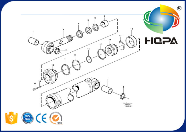 VOLVO Loader L90E L90E OR L90F Bucket Tilt Cylinder Repair Kit VOE11709832 VOE17238417
