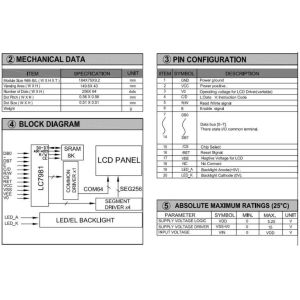 256*64 Graphic LCD Module STN Yellow Green 6H Positive Industrial Display