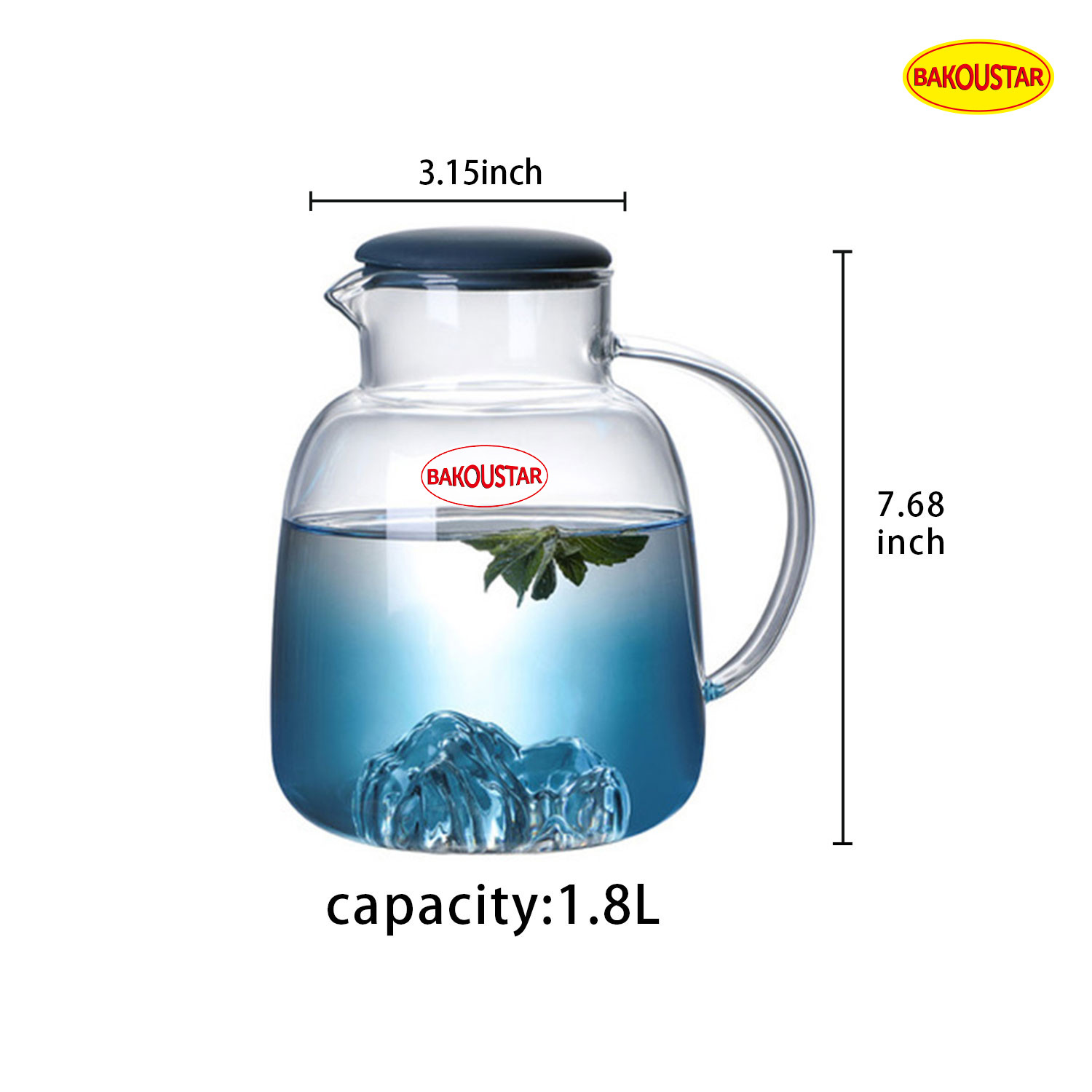 Clear 1800ml Borosilicate Heat Resistant Glass Teapot