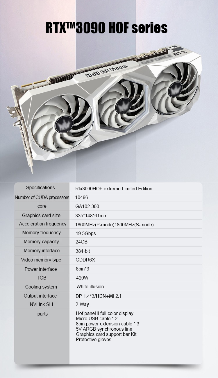 384 Bit Nvidia Gforce Video Card RTX 3090 Graphics Card GDDR6 24GB Memory