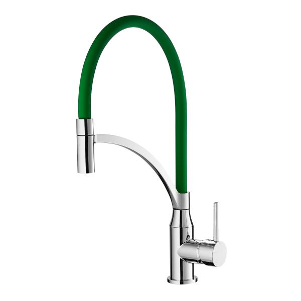 Silicone Hose Chrome Finish Kitchen Mixer Faucet Water Saving Corrosion