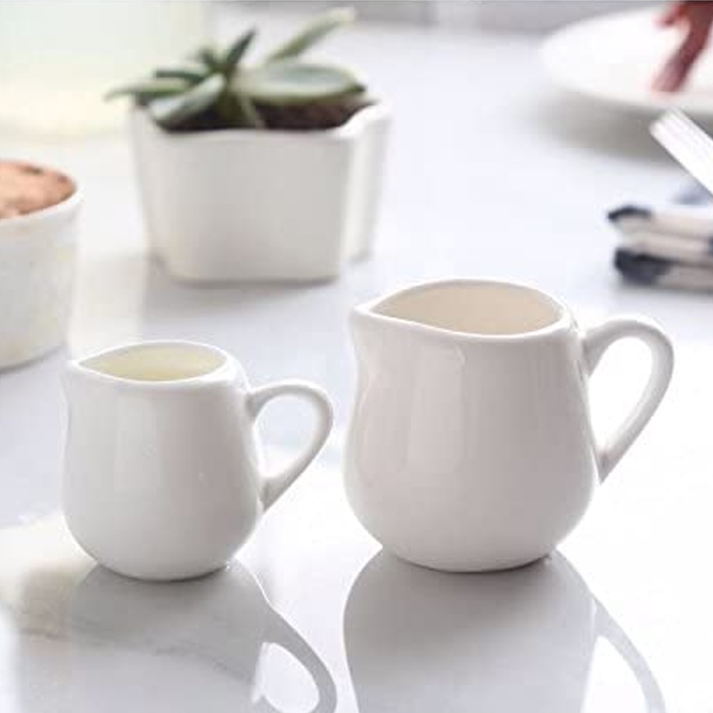White Coffee Milk Creamer Pitcher Porcelain Small Serving Sauce