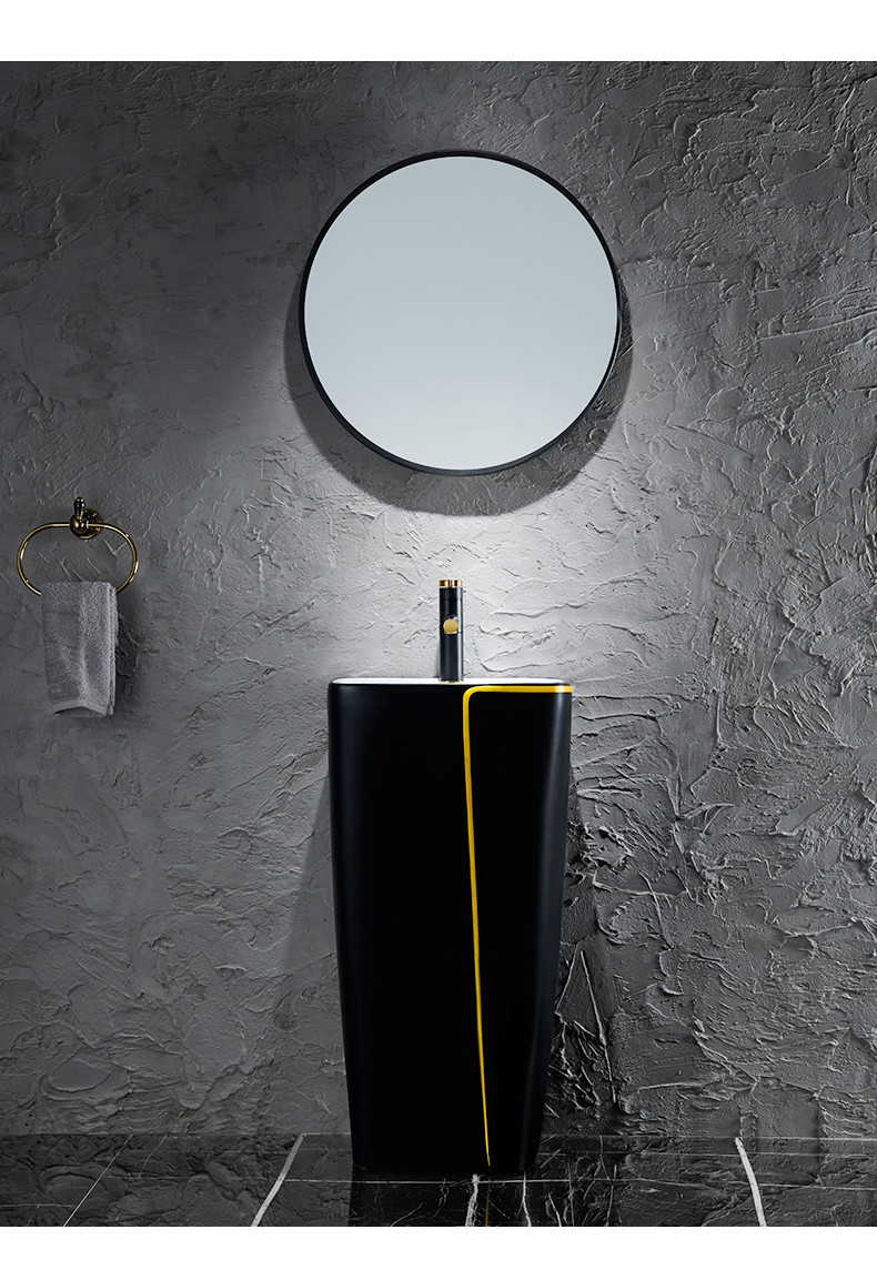Ceramic 525*430*860mm Sanitary Ware Basin One Piece With Black Toilet