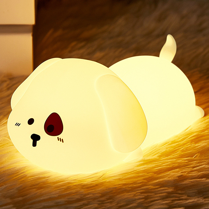 Night Light For Kids Cute Silicone Puppy Night Light With 2 Levels Of Brightness 7 Colors Kawaii Touch Lamp For Bedroom