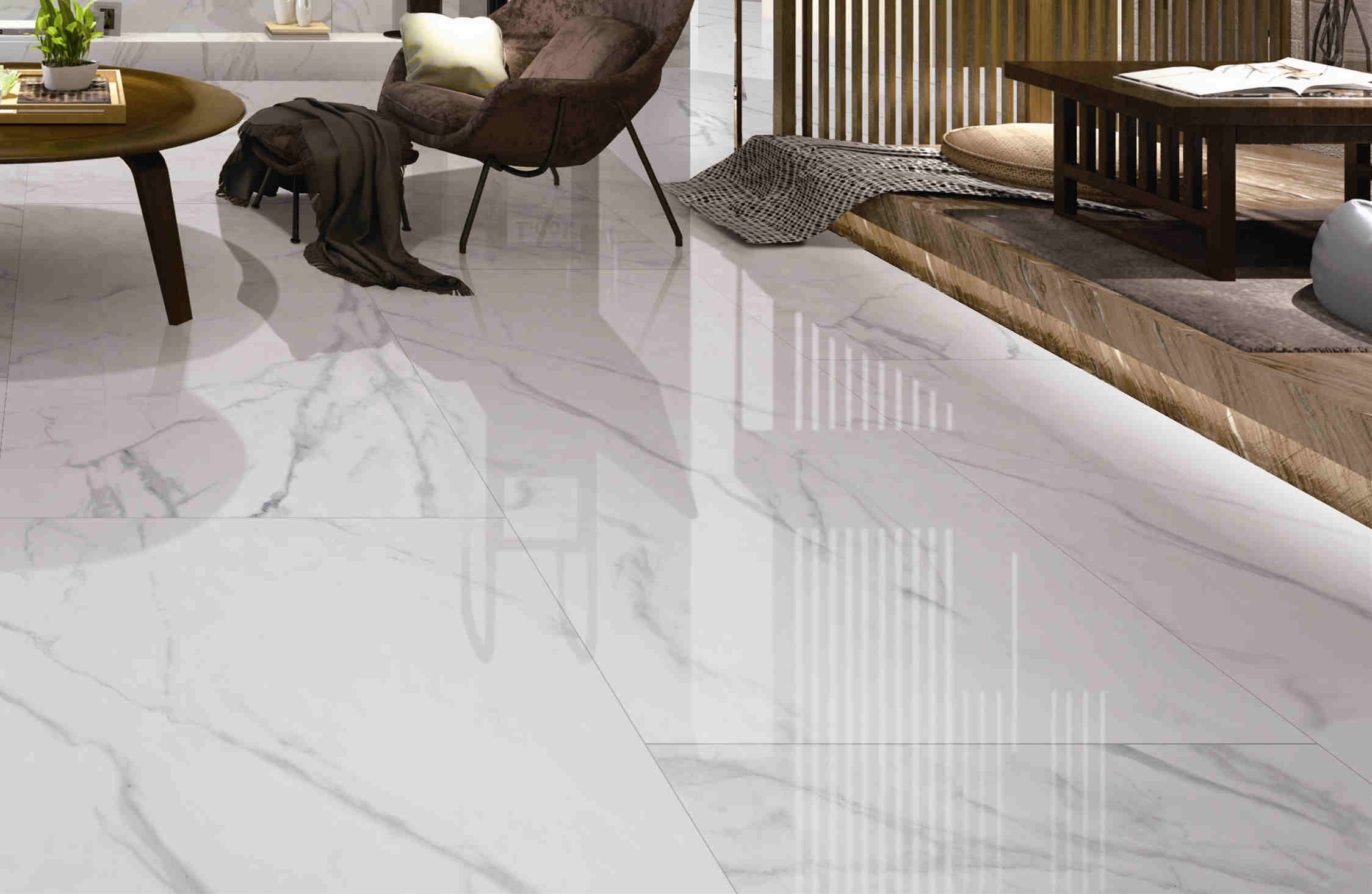 Arabescato Corchia White Marble Like Porcelain Tile 600x1200 Mm Size Ceramic Kitchen Floor Tile