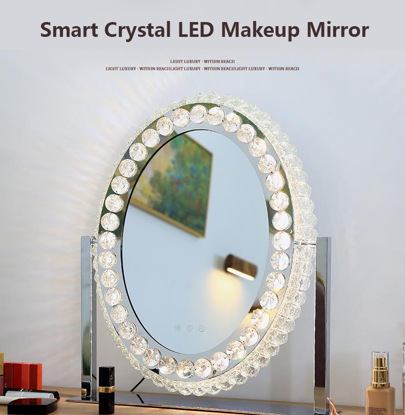 LED Light Up Makeup Mirror Crystal Vanity Mirror Hollywood Style