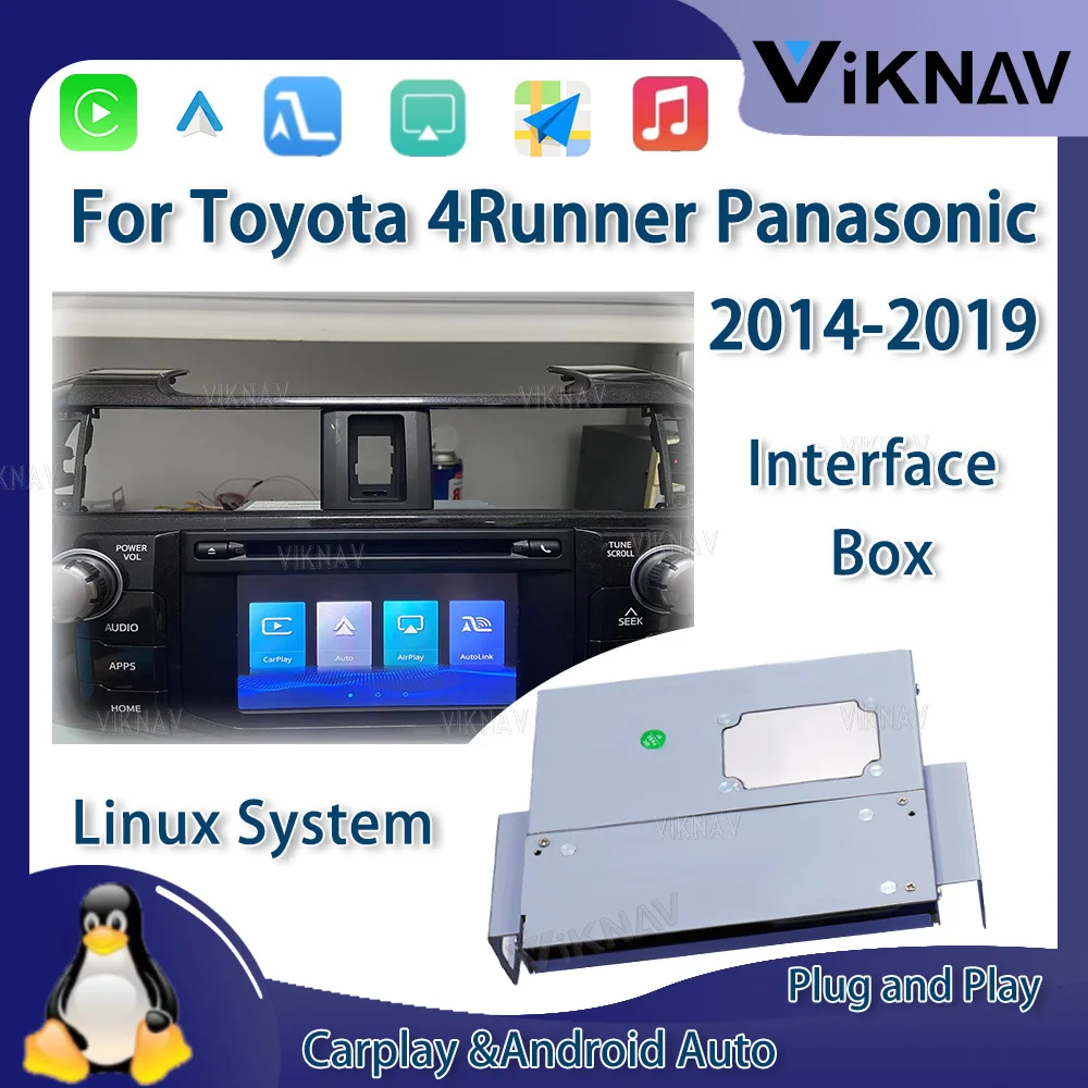 Viknav Linux System OEM Car For Toyota 4Runner Panasonic 2014-19 Upgrade Decoder Box MuItimedia Wireless CarPlay