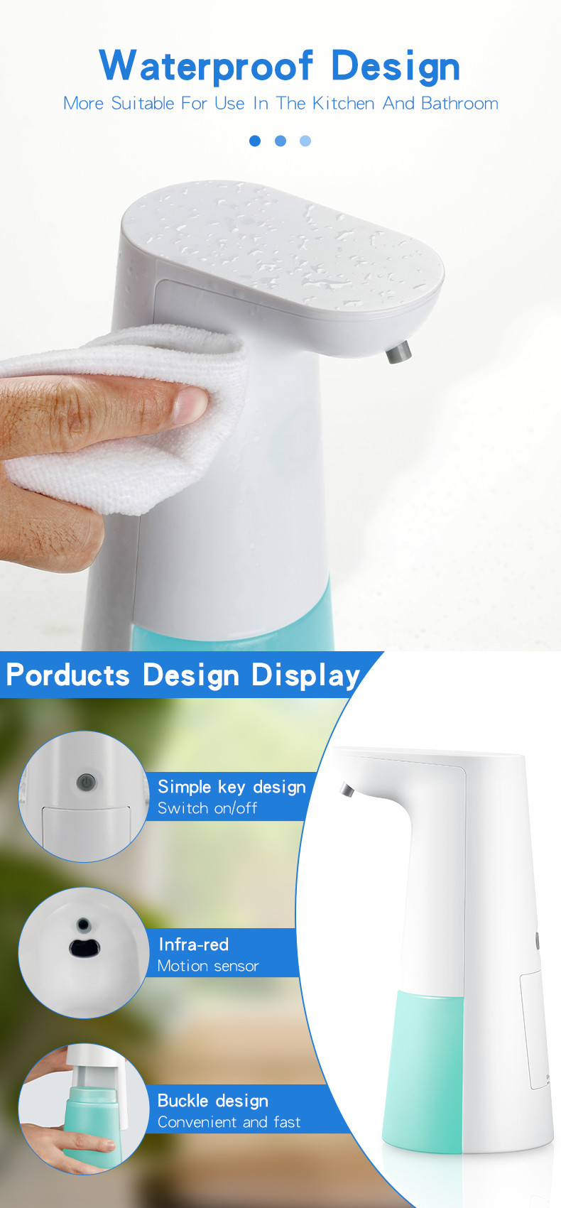 250ML Battery Operated Alcohol Dispenser 0.26S Motion Sensor