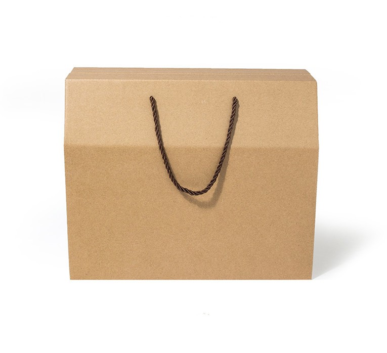 Portable Corrugated Bulk Craft Paper Bags Merchandise Food Fruit Packaging Box