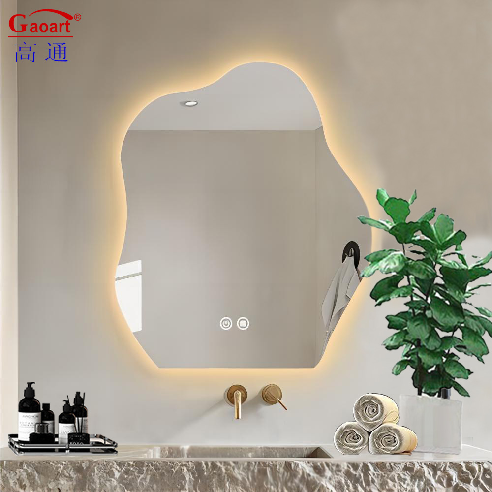 LED Light Touch Beveled Round Light Smart Salon Vanity Makeup Bathroom Wall Mirror