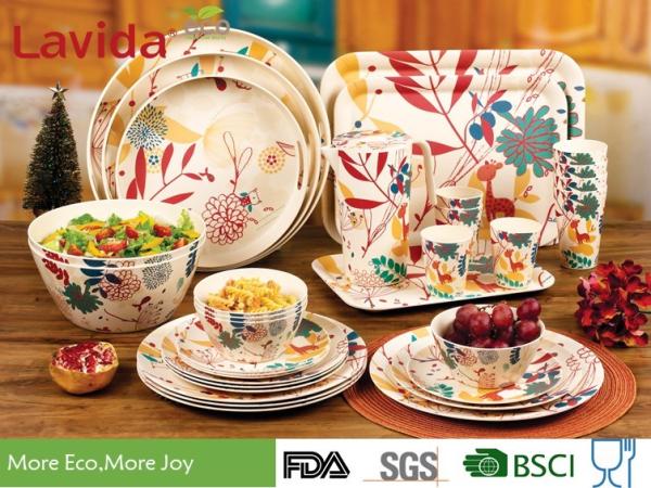 Outdoor Indoor Bamboo Fiber Dinnerware , Unbreakable Waterproof Bamboo