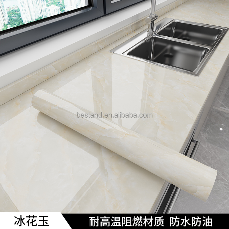 Marble Design High Glossy Self-Adhesive Kitchen Wallpaper with Heat Resistant and Waterproof Function