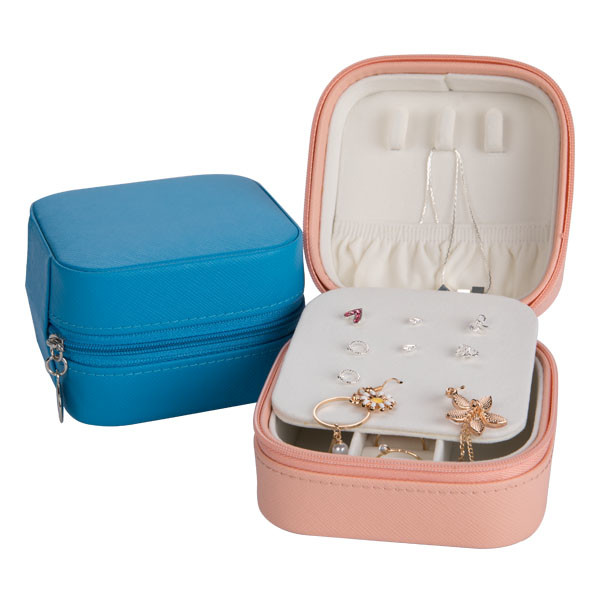 Bule Color Portable Travel Jewelry Box Custom Logo With Many Comparments Inside