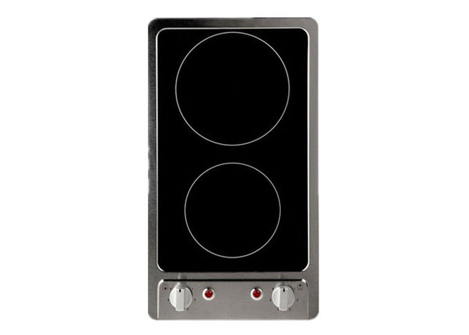 3KW Black Crystal Glass Domino Vitroceramic Hob With Knob Control Child Lock