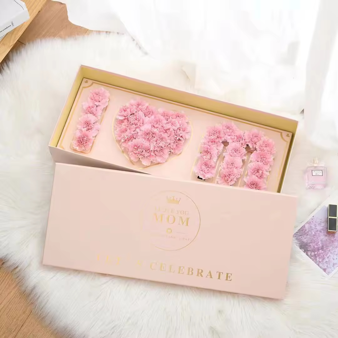Customized Floral Design I Love U flower Gift Box Paper for Luxury Mother's Day