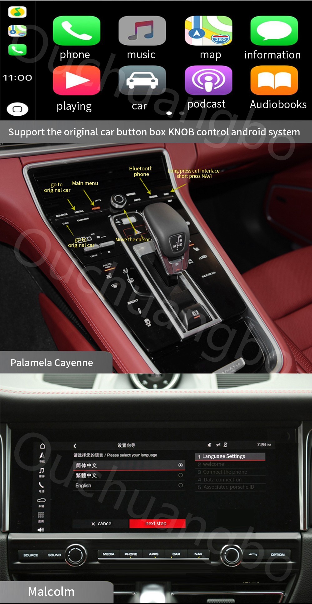 Ouchuangbo android car audio video interface upgrade original car screen for Porsche Macan 2018 -2020 android 9.0 OS