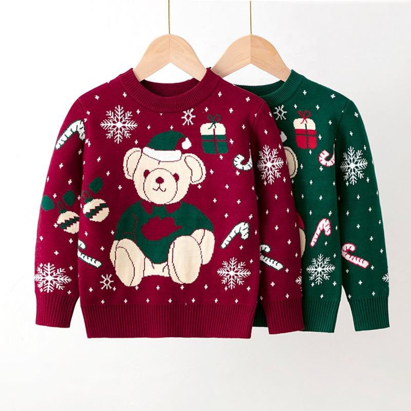 Winter Christmas Baby Knitted Sweaters Pullover Children Jumper Warm Knit Kids Sweater Winter Clothing