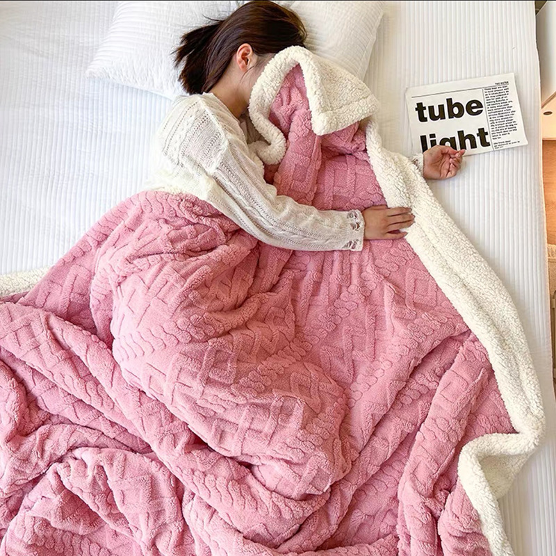 Blanket Solid Color Super Soft Thick Flannel Sherpa Fleece Blanket for Your Customer