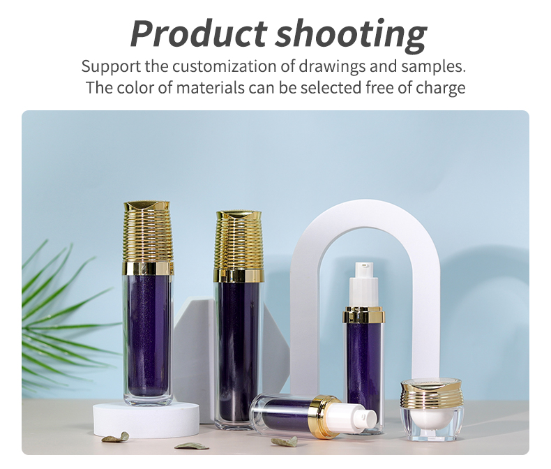 Dark Blue PET Acrylic Bottles Luxury For Facial Cleanser Serum Lotion And Cream