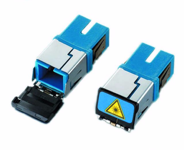MM OM4 SC PC Flange Optical Fiber Adaptor Simplex Aqua