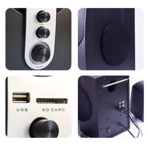 4" Wooden 40 Watt BT Subwoofer PC Computer Multimedia 2.1 Speaker with Optical