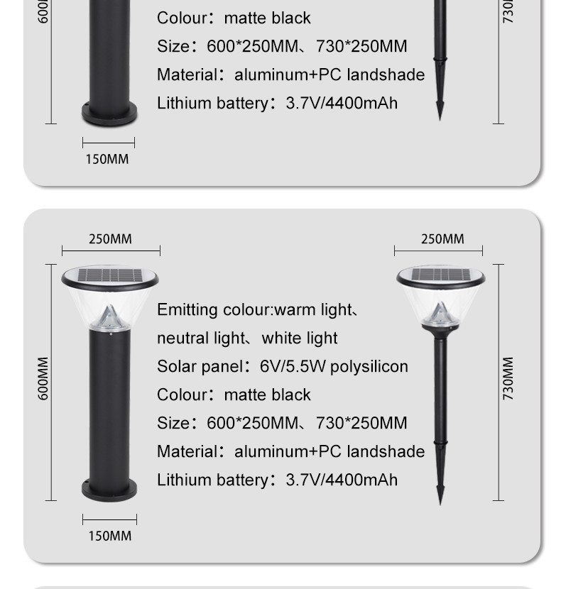 Landscape Garden In Ground Solar Garden Lights 6V 4.5W 219x620mm