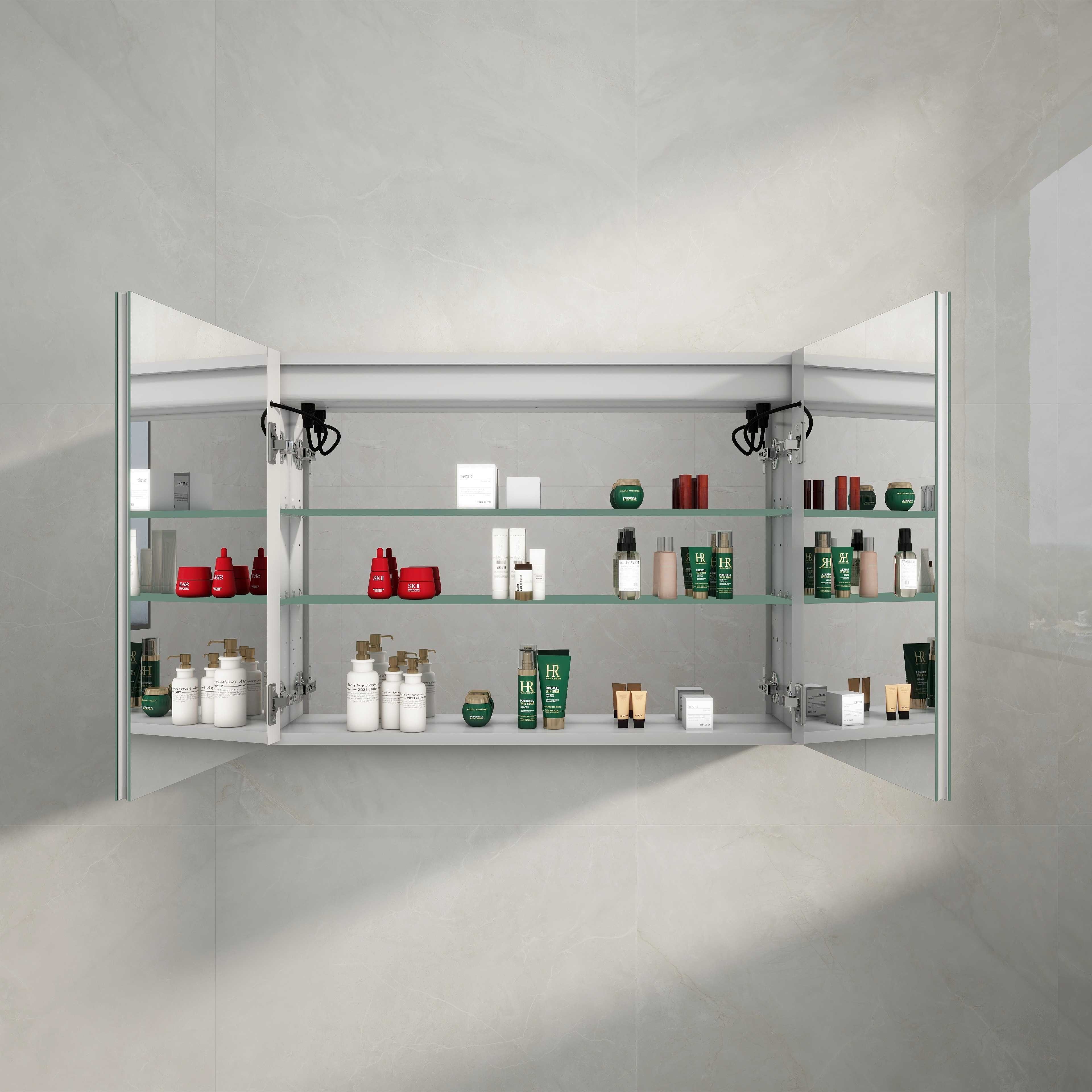 Anti Rust Clear Led Bathroom Cabinet With Mirror Customizable Adjustable Lighting