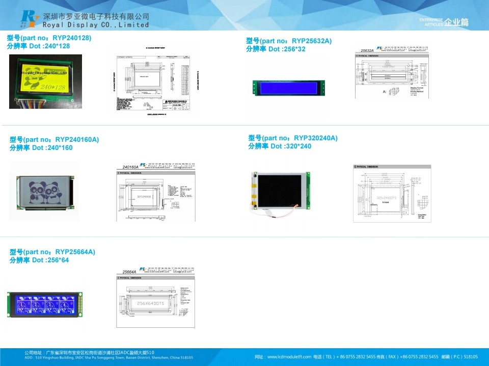 Custom 240x128 Dot Graphic COG LCD Display With Backlight