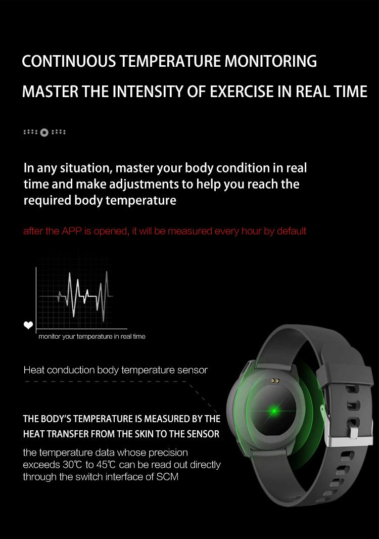 H23s Smart Watch W58 Blood Pressure Temperature Wrist Watch 1.3 TFT ExerciseHeart Raet