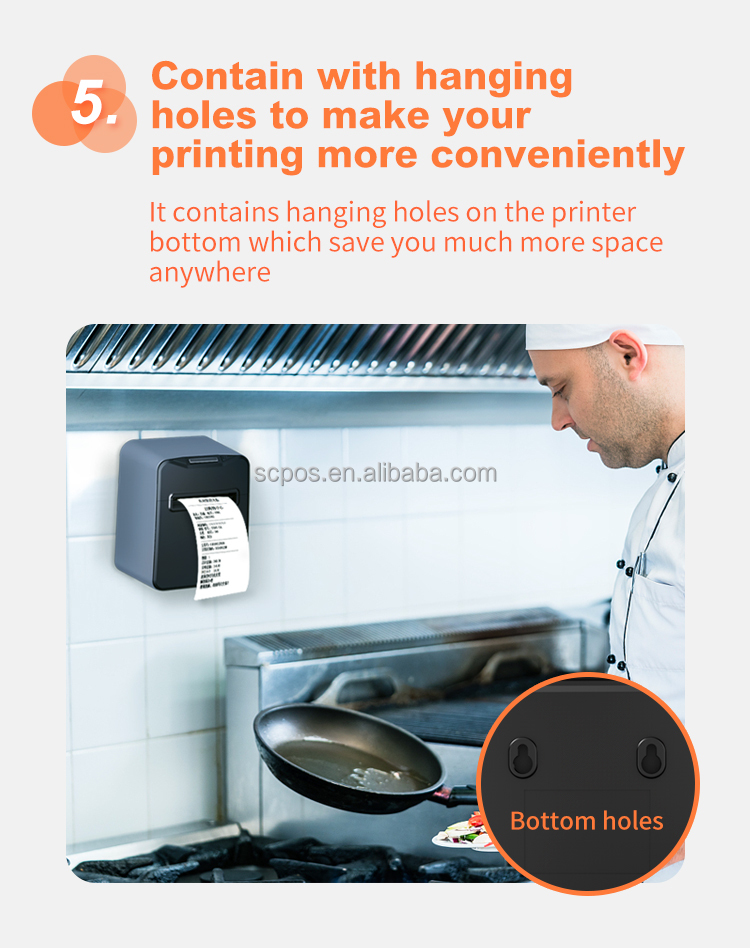 Kitchen Restaurant POS Systems Printer with Android Interface and Hanging Holes Printing