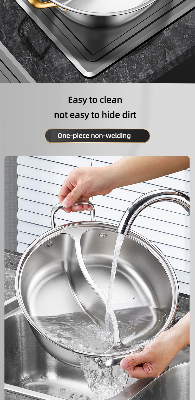 New Arrival 28cm Hot Pot Multi-user Hotpot Induction Soup Pot 304 Stainless Steel Shabu Pots For Cooking