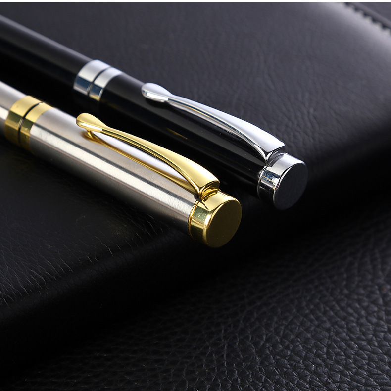 Custom Logo Printing Black White Slim Metal Ball Point Pen for Customized Color Gift