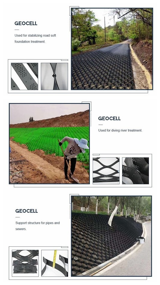 3D HDPE Geocell Cellular Confinement Systems For Retaining Wall