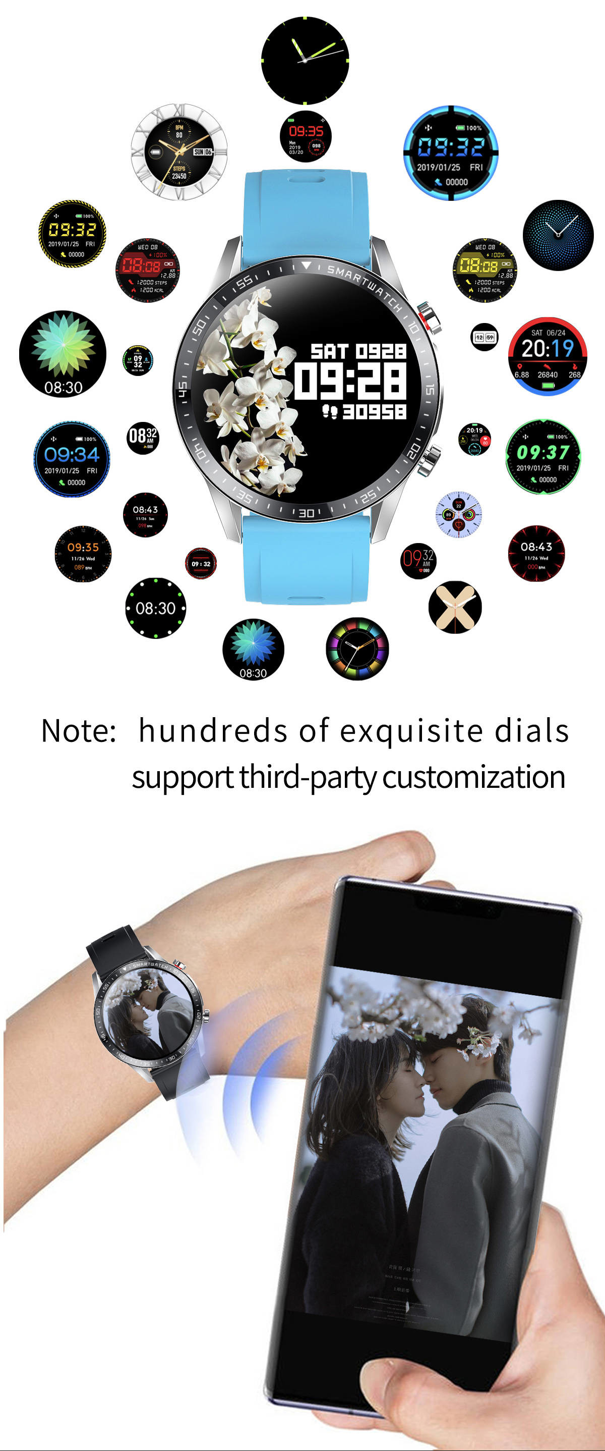 DC5V 300Mah Bluetooth Smart Touch Watch Waterproof BLE4.0 IPS For Men