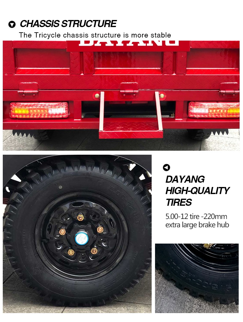 Certified Alibaba Gold 5 Wheels Petrol Motorized Cargo Tricycle with High Payload Capacity