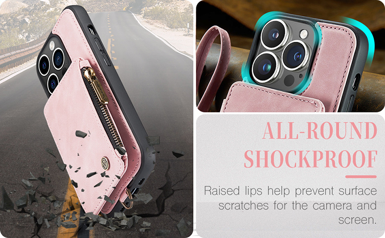 Wireless Charging Shockproof Leather Mobile Phone Cover for iPhone 14 Pro Max