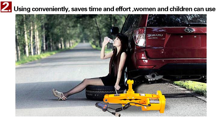 automatic emergency tools2 tons electric scissor lifting car single jack with wheel nut wrench