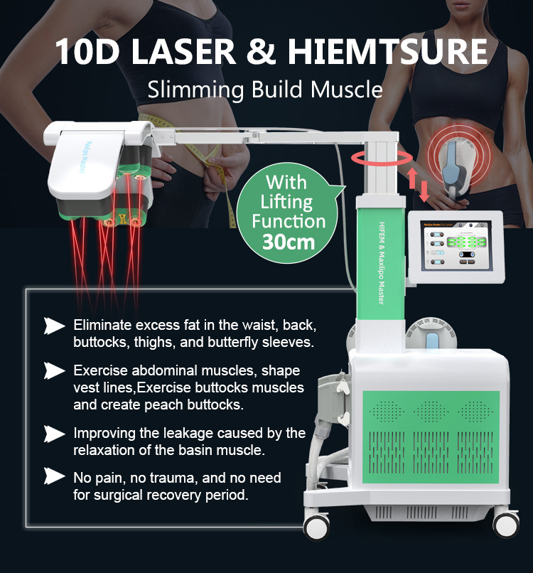 532 nm Diode Cold Laser Fat Removal Machine Fat Reduction Weight Loss Ems Body Slimming 10d LIPO LASER with EMS Machine